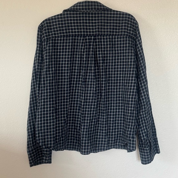 MADEWELL Easy Y-Neck Button-Up Shirt Indigo White Plaid Flannel Cotton XL $88 - Picture 5 of 10